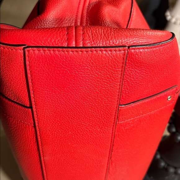 kate spade Orange Leather Shoulder Bag with Gold Logo Plate - Picture 6 of 8